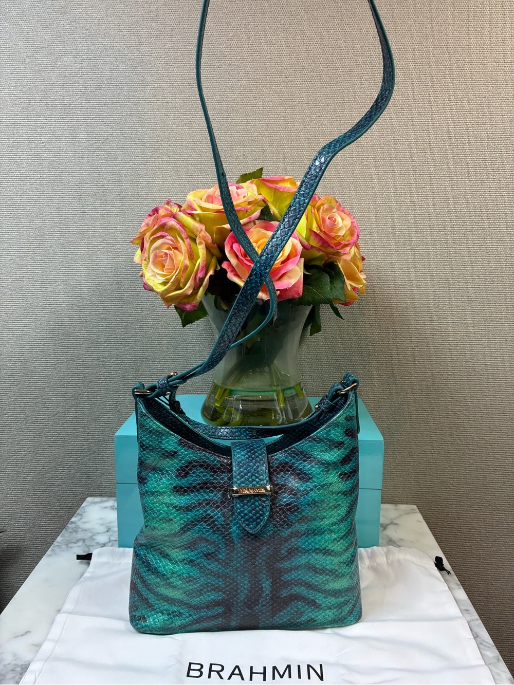 Brahmin Blue Mariner Small Gwynne Crossbody Bag - NWT & Dustbag 🔥 RARE Design - Picture 2 of 11